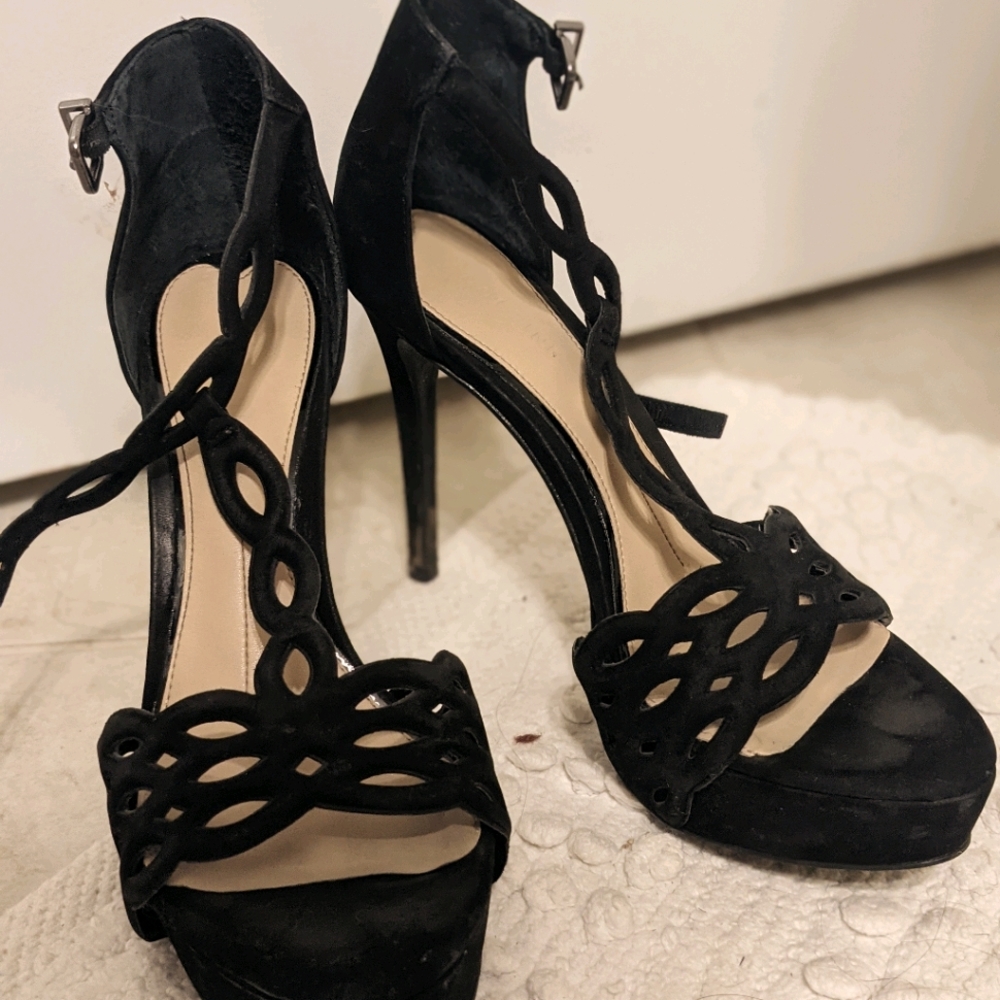  Black Suede Platform Stiletto Heels